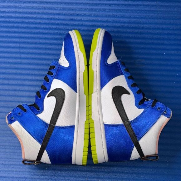 Size 8- Women’s Nike Dunk High Satin RacerBlue/White/Black DV2185-100 - Picture 6 of 8